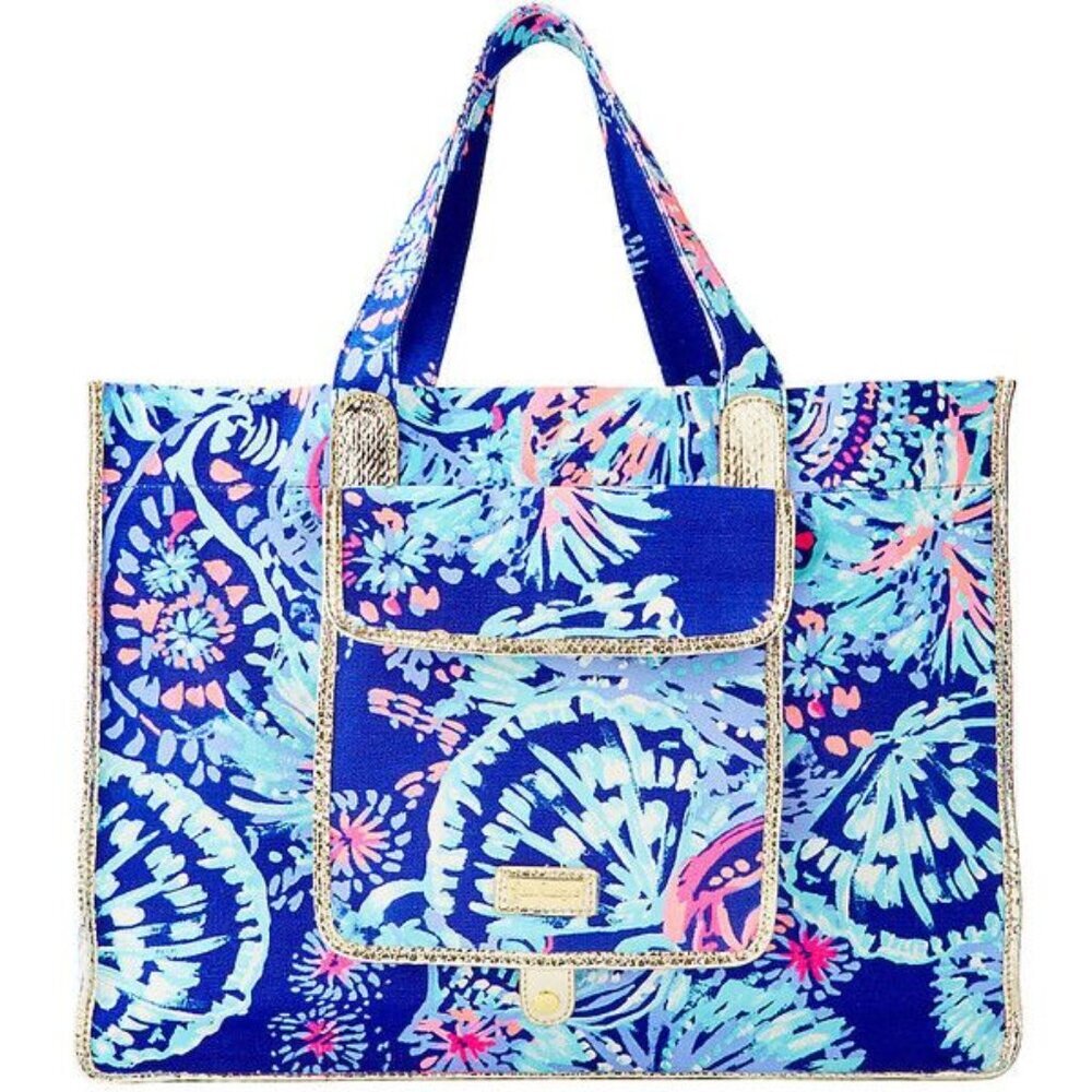 Lilly Pulitzer Sunbathers Foldable Beach Tote Bag NWOT